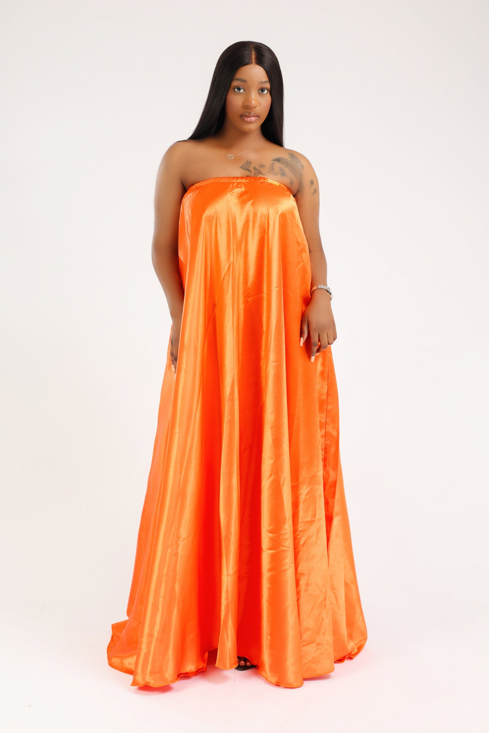 MYRHA MAXI DRESS BUSTIER SATIN ORANGE