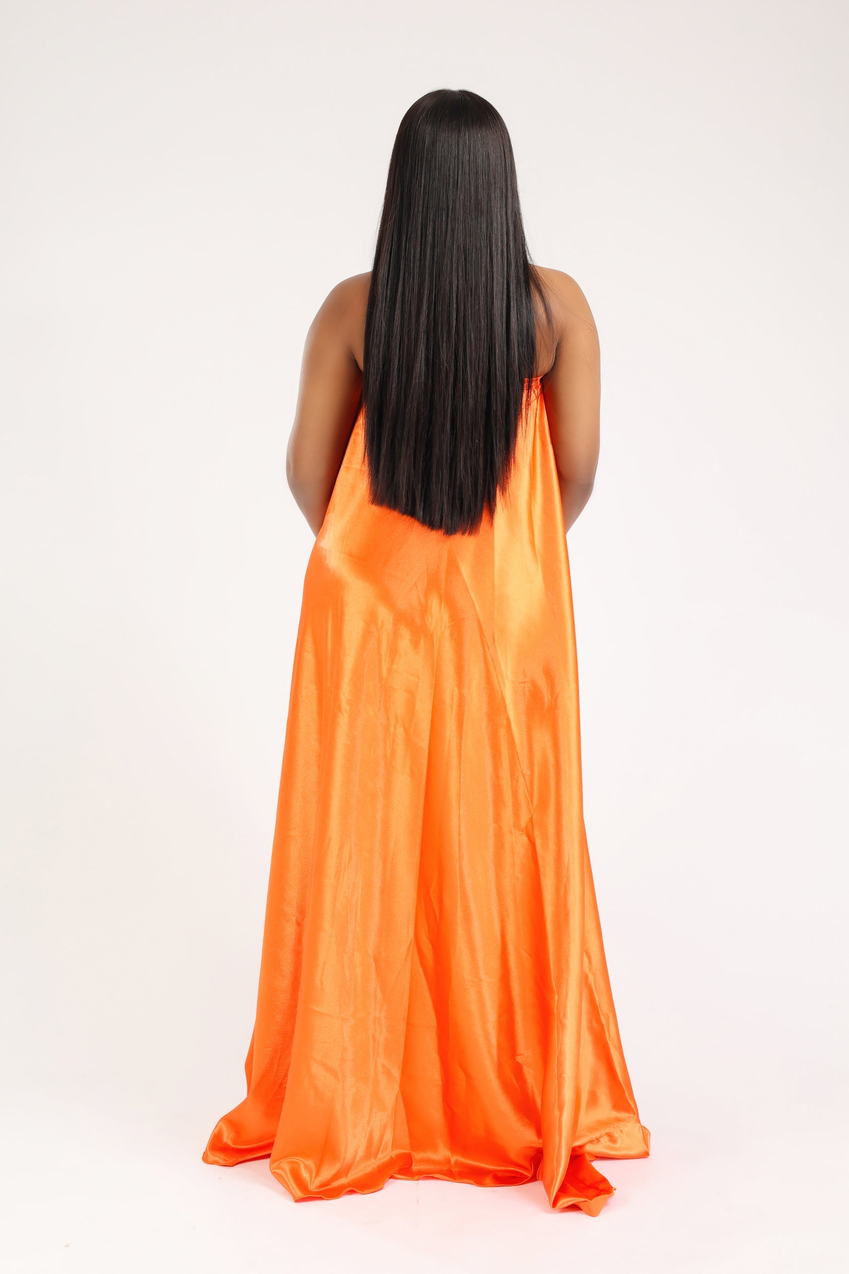MYRHA MAXI DRESS BUSTIER SATIN ORANGE