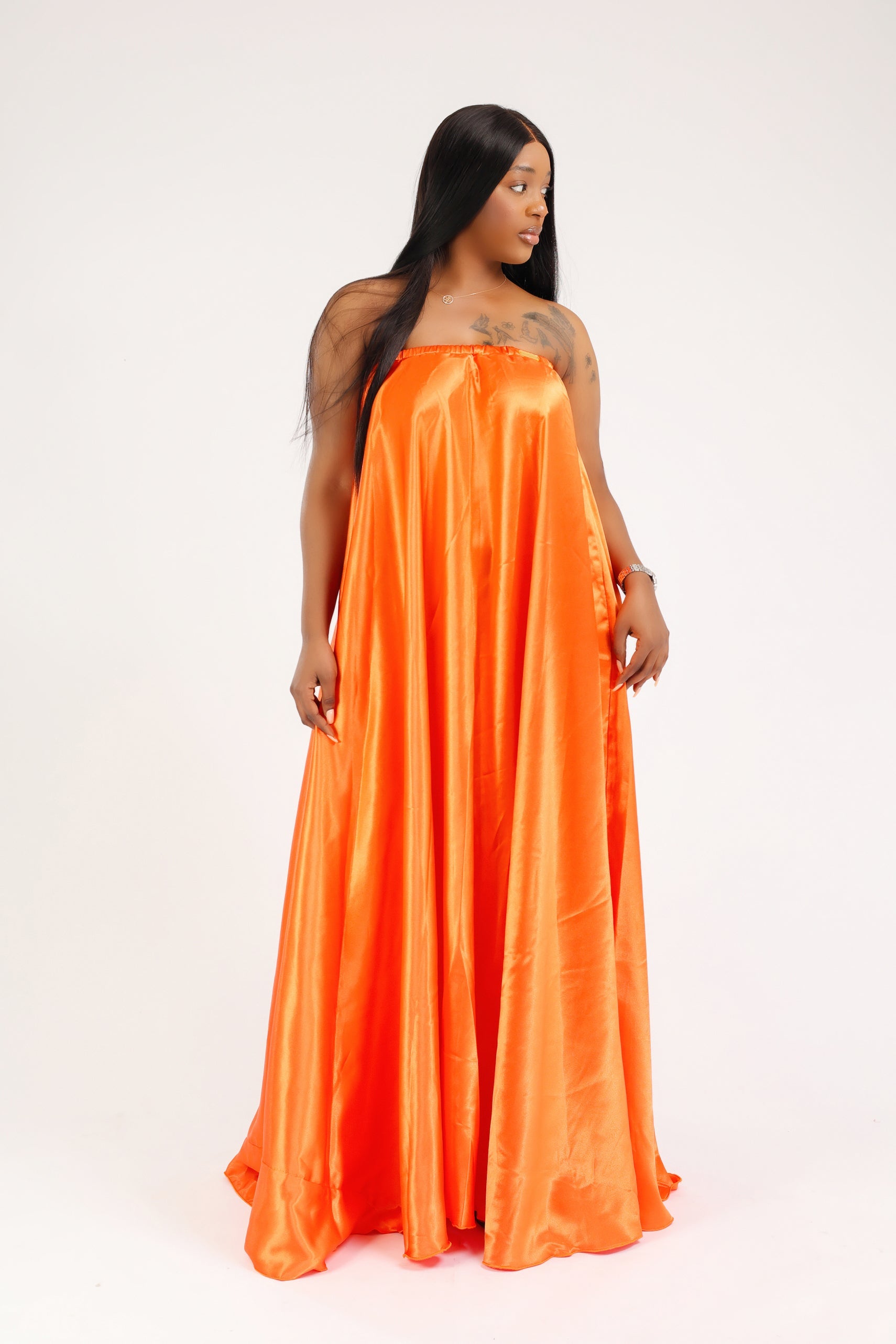 MYRHA MAXI DRESS BUSTIER SATIN ORANGE