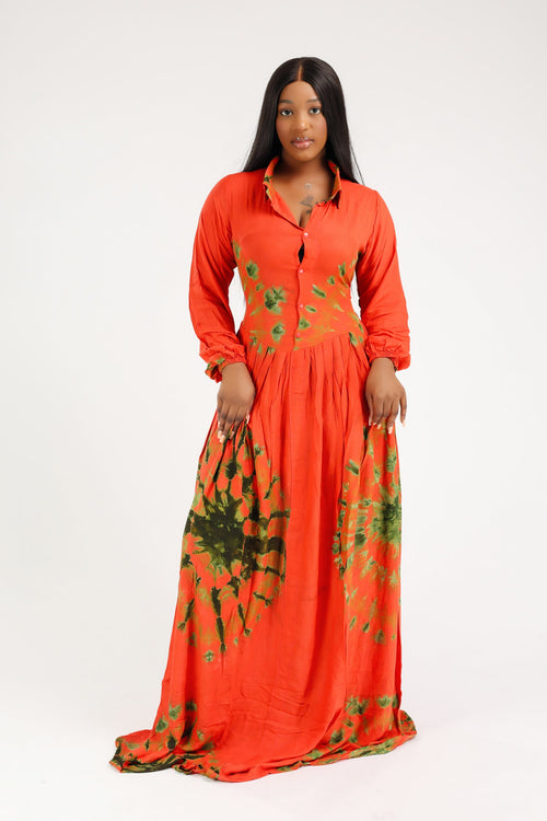 ASTOU MAXI DRESS ROUGE MOTIF