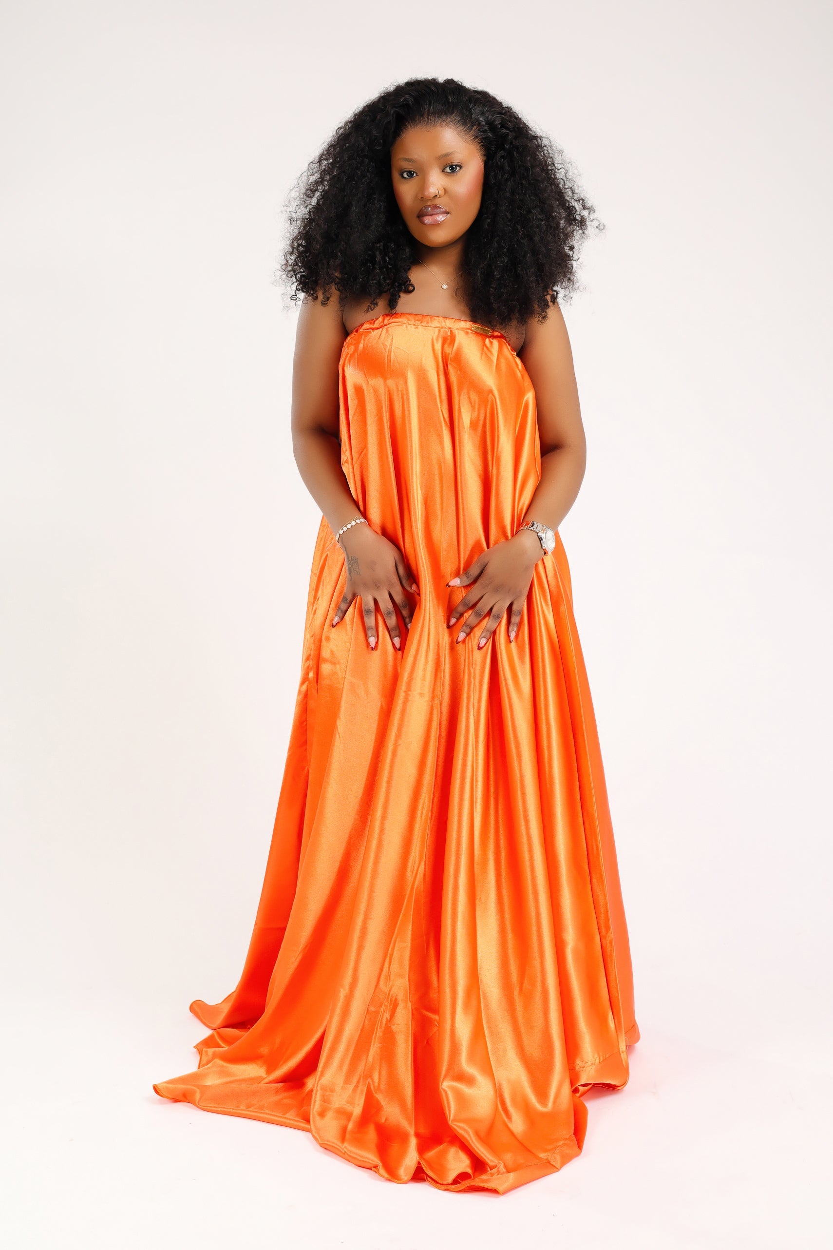 MYRHA MAXI DRESS BUSTIER SATIN ORANGE
