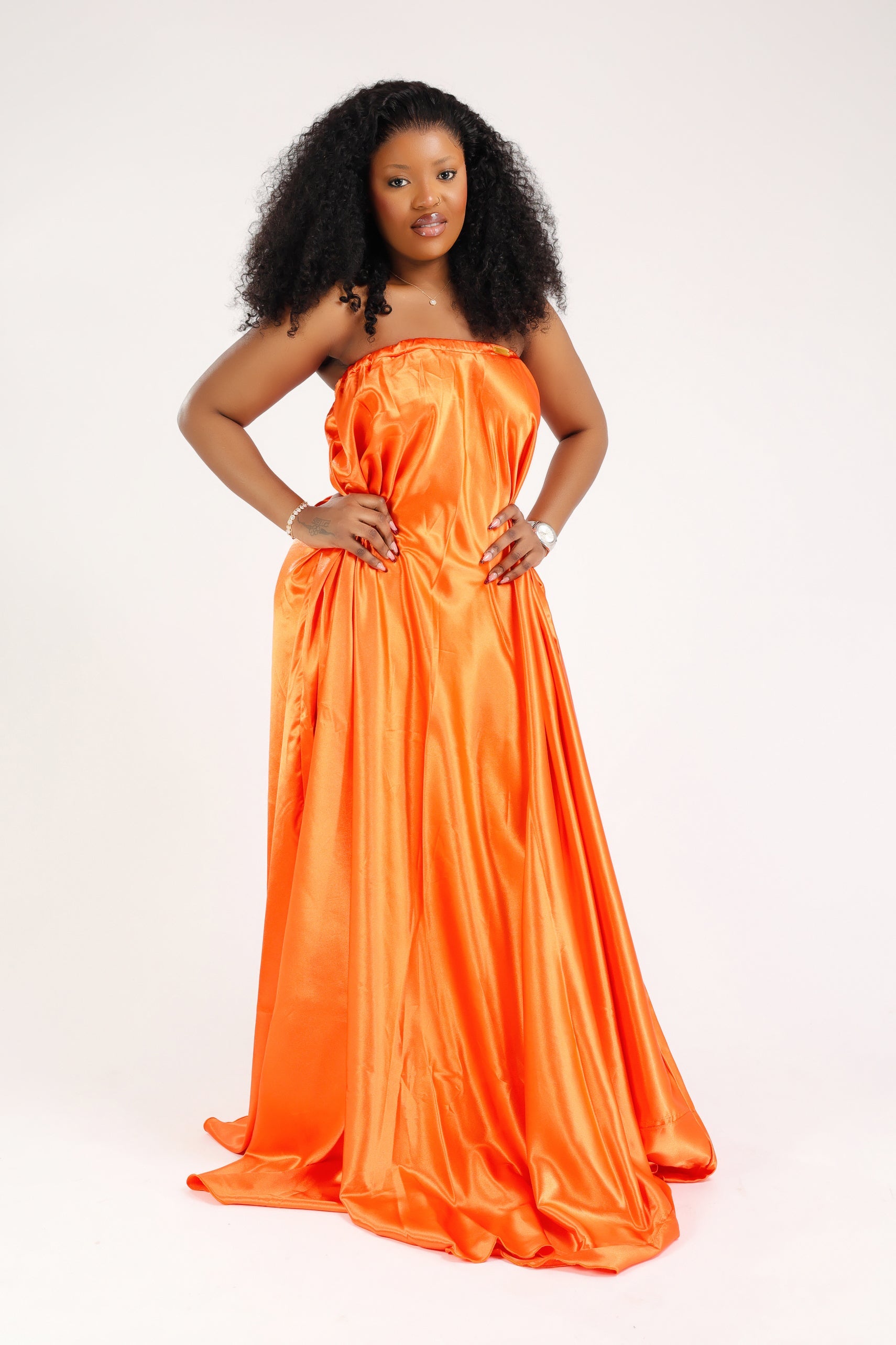 MYRHA MAXI DRESS BUSTIER SATIN ORANGE