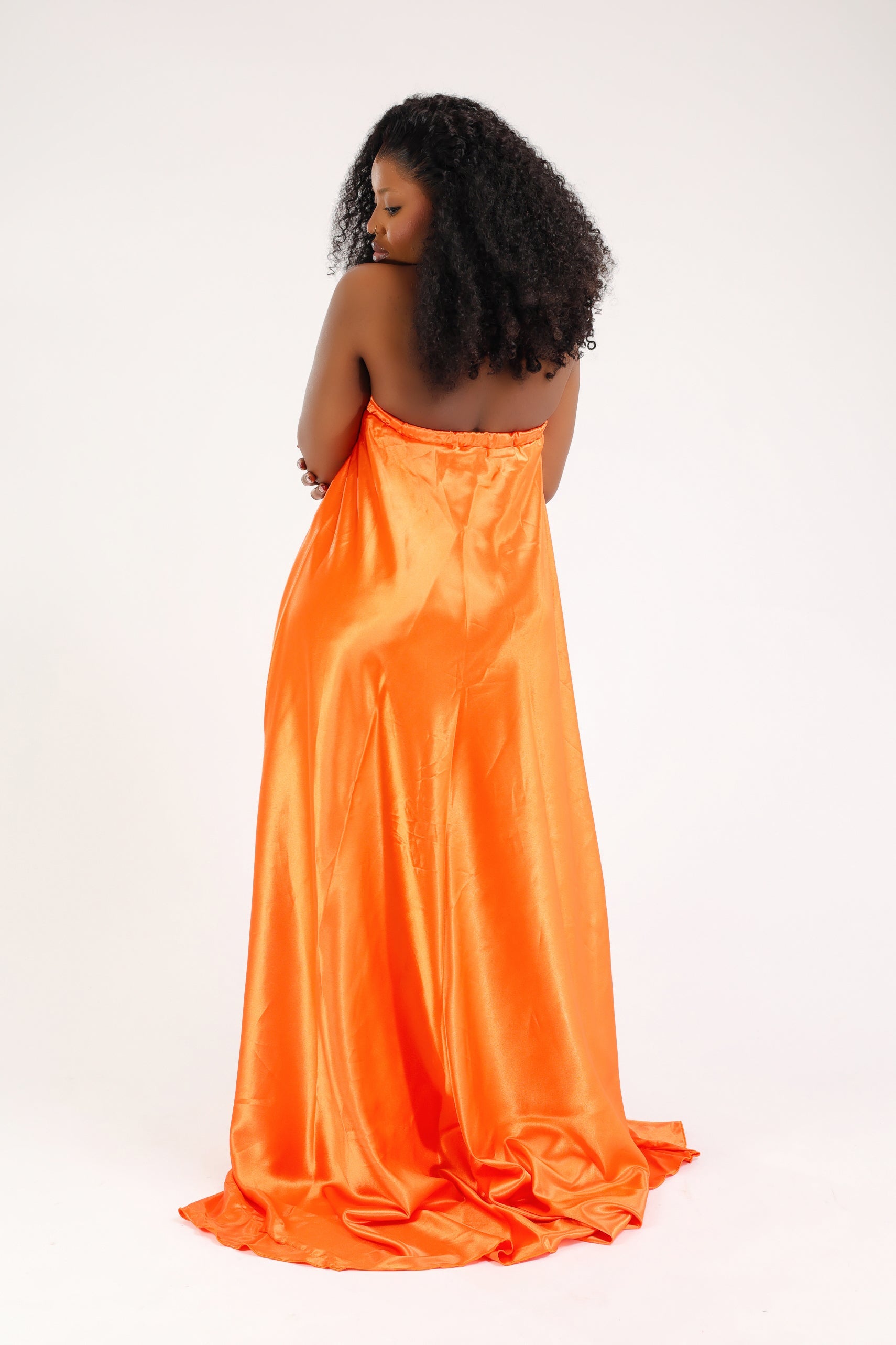 MYRHA MAXI DRESS BUSTIER SATIN ORANGE