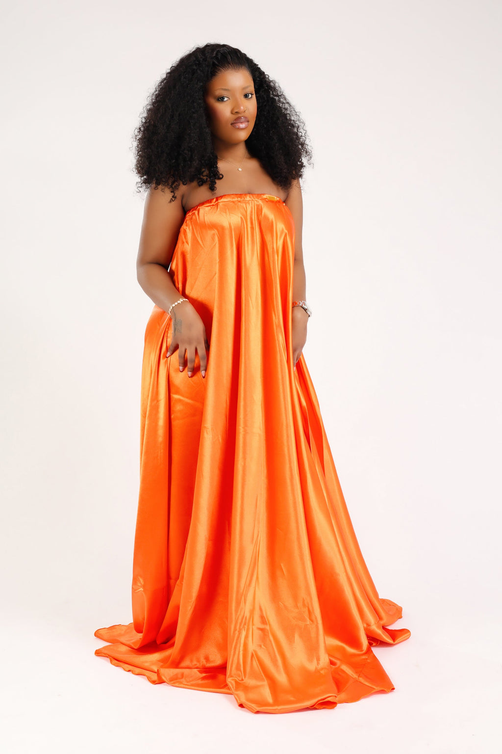 MYRHA MAXI DRESS BUSTIER SATIN ORANGE