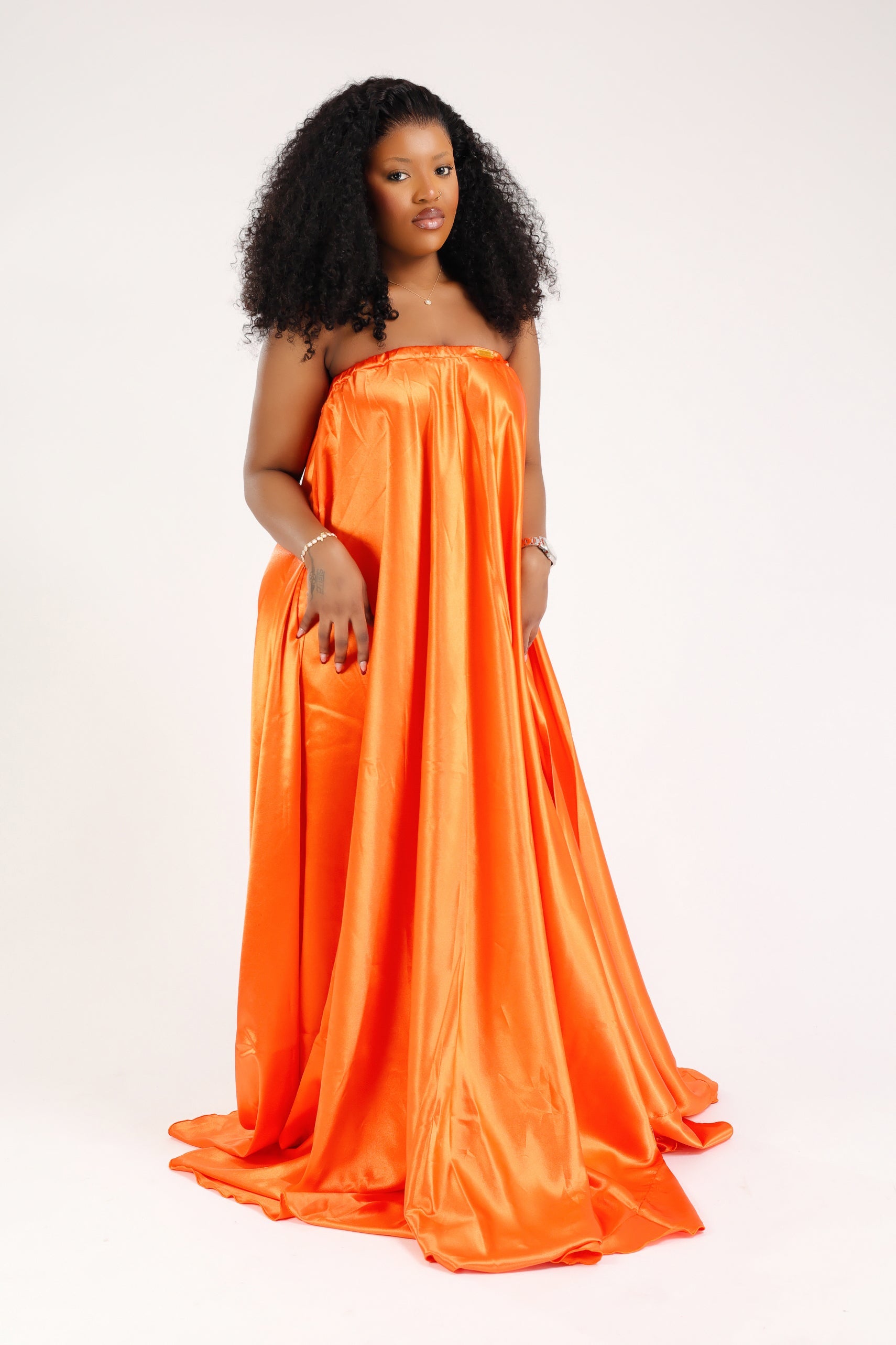MYRHA MAXI DRESS BUSTIER SATIN ORANGE