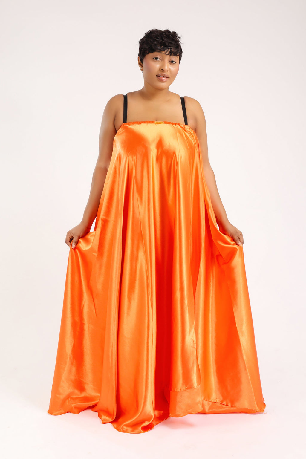 MYRHA MAXI DRESS BUSTIER SATIN ORANGE