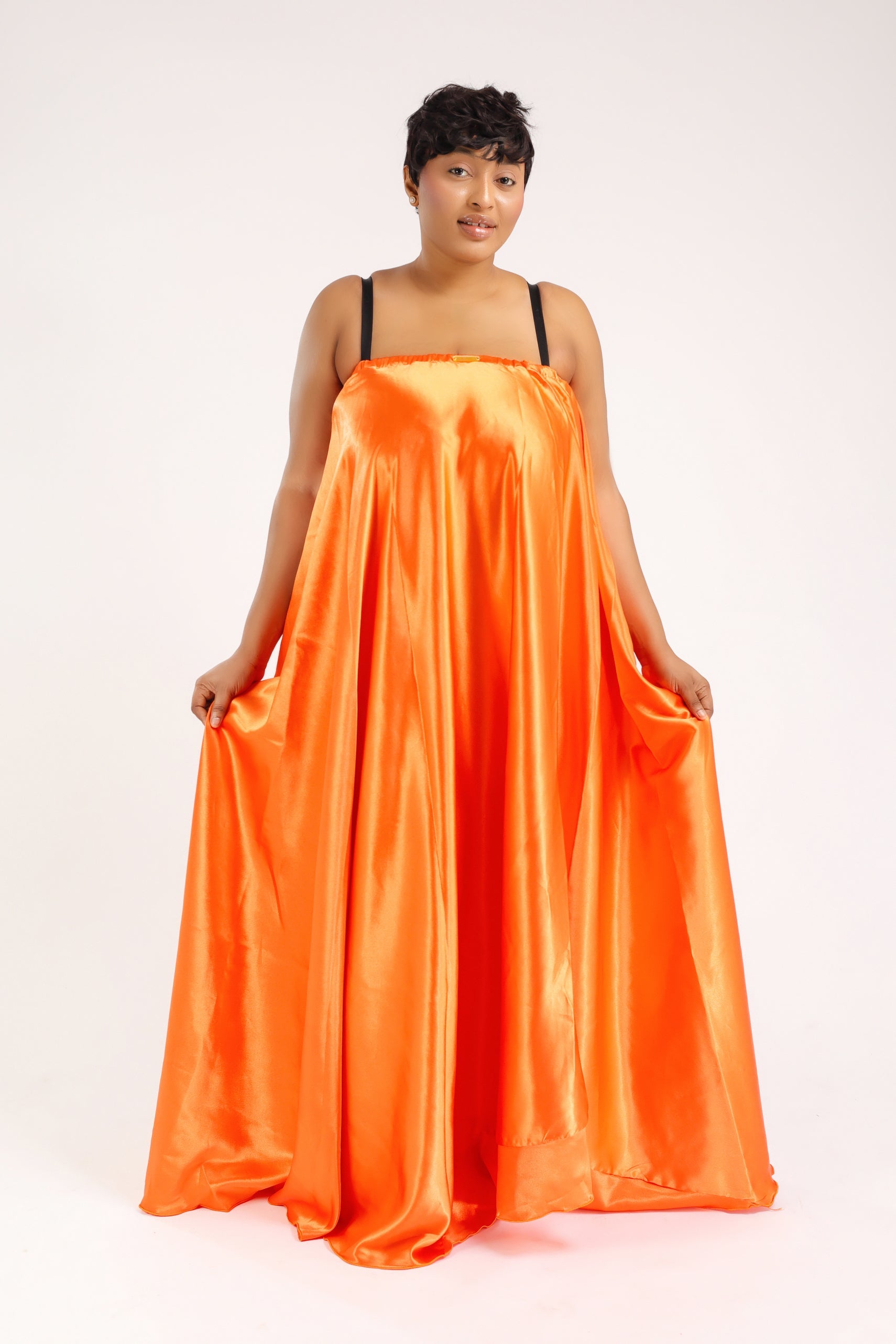 MYRHA MAXI DRESS BUSTIER SATIN ORANGE