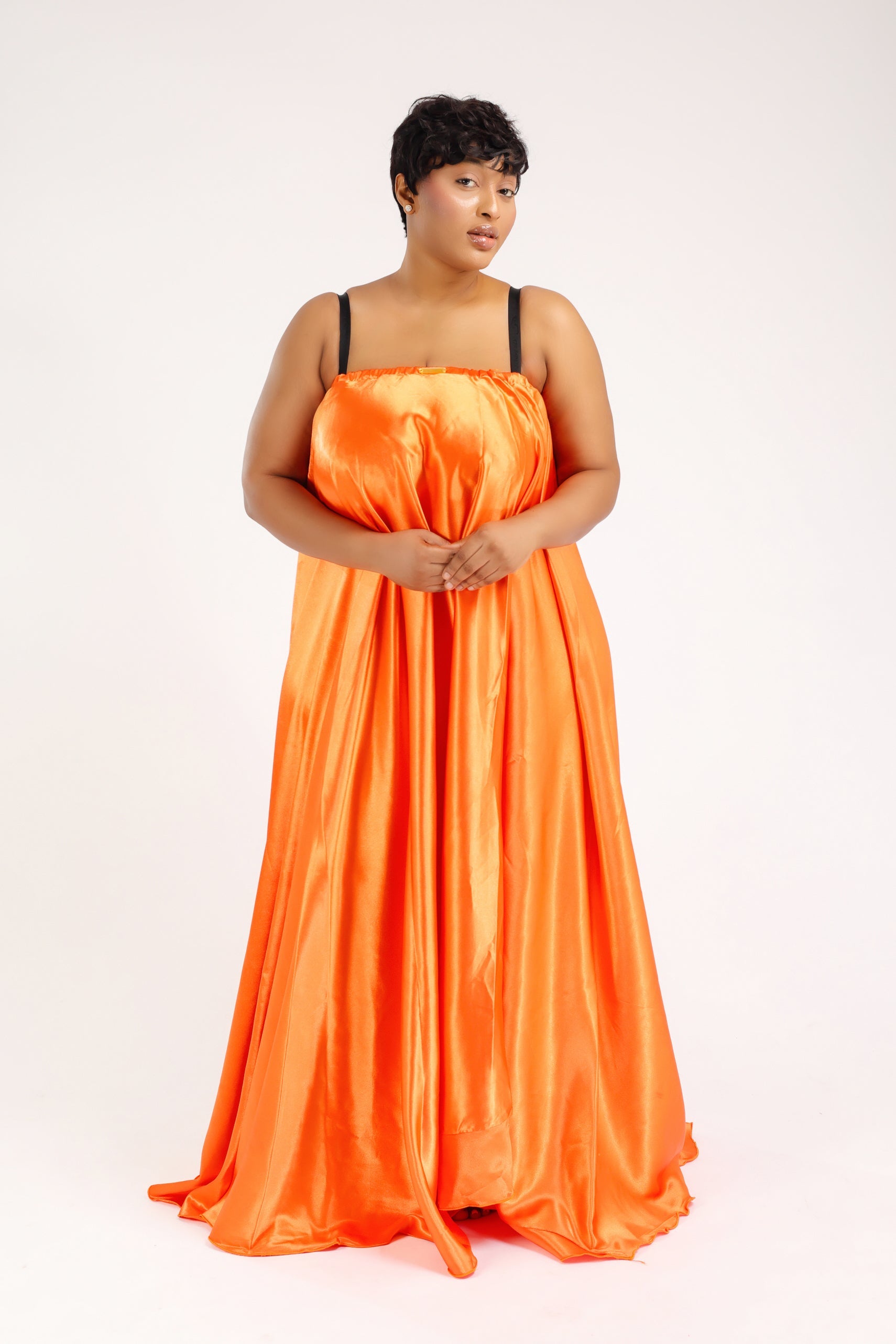 MYRHA MAXI DRESS BUSTIER SATIN ORANGE