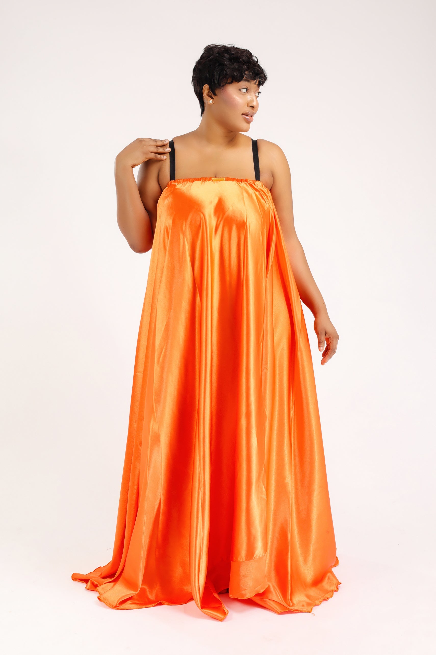 MYRHA MAXI DRESS BUSTIER SATIN ORANGE