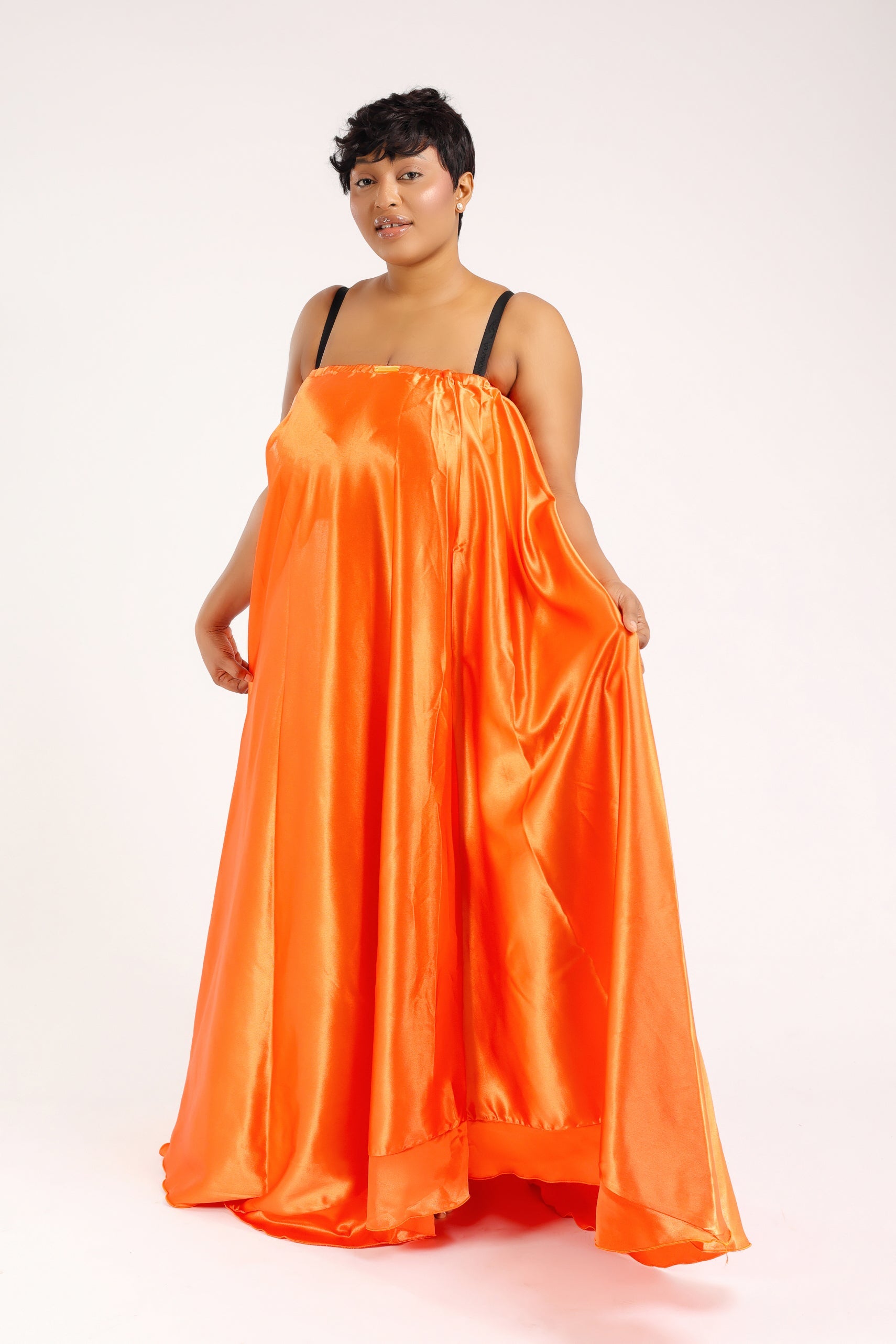 MYRHA MAXI DRESS BUSTIER SATIN ORANGE